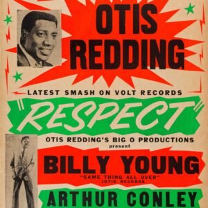 1965 Otis Redding promotional poster for the Respect era, featuring bold retro typography and classic Southern soul rhythm and blues styling.