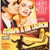 Spanish release poster for To Catch a Thief featuring Cary Grant and Grace Kelly in a glamorous Hitchcock crime thriller set in mid-century Europe.