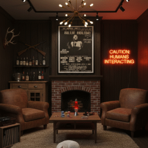 1957 Billie Holiday jazz concert poster highlighting Greenwich Village club culture, late-era vocal jazz styling, and intimate New York performances.