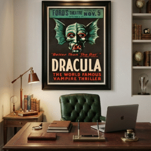 1928 Vintage Gothic Theatre Poster – Classic Dark Stage Production Print