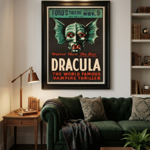 1928 Vintage Gothic Theatre Poster – Classic Dark Stage Production Print