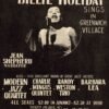 1957 Billie Holiday jazz concert poster highlighting Greenwich Village club culture, late-era vocal jazz styling, and intimate New York performances.