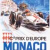 1963 Monaco Grand Prix poster featuring classic Formula One street racing, Riviera glamour, and elegant mid-century motorsport design