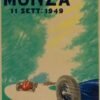 1949 Italian Grand Prix poster from Monza featuring postwar motor racing design, classic typography, and historic European motorsport imagery.