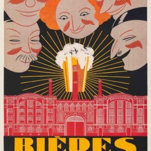 Vintage Beer Poster – 1920s French Art Deco Bar Wall Art