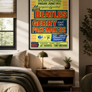 1963 Merseybeat Concert Poster – Beatles Gerry Pacemakers Vintage Music Art