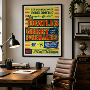 1963 Merseybeat Concert Poster – Beatles Gerry Pacemakers Vintage Music Art