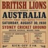 British Lions vs Australia 1930 Rugby Test Match Poster