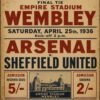 1936 FA Cup Final Poster Arsenal vs Sheffield United Wembley Football