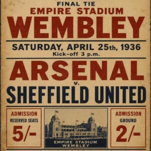 1936 FA Cup Final Poster Arsenal vs Sheffield United Wembley Football
