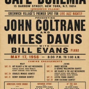 John Coltrane Miles Davis Poster – 1958 Café Bohemia Jazz