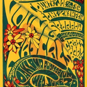 vintage rock music poster inspired by late 1960s concert culture retro psychedelic concert artwork with bold graphic style 1960s music festival style poster with classic rock aesthetic