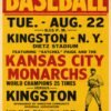Kansas City Monarchs with Satchel Paige vs Kingston 1940 Baseball Game Poster