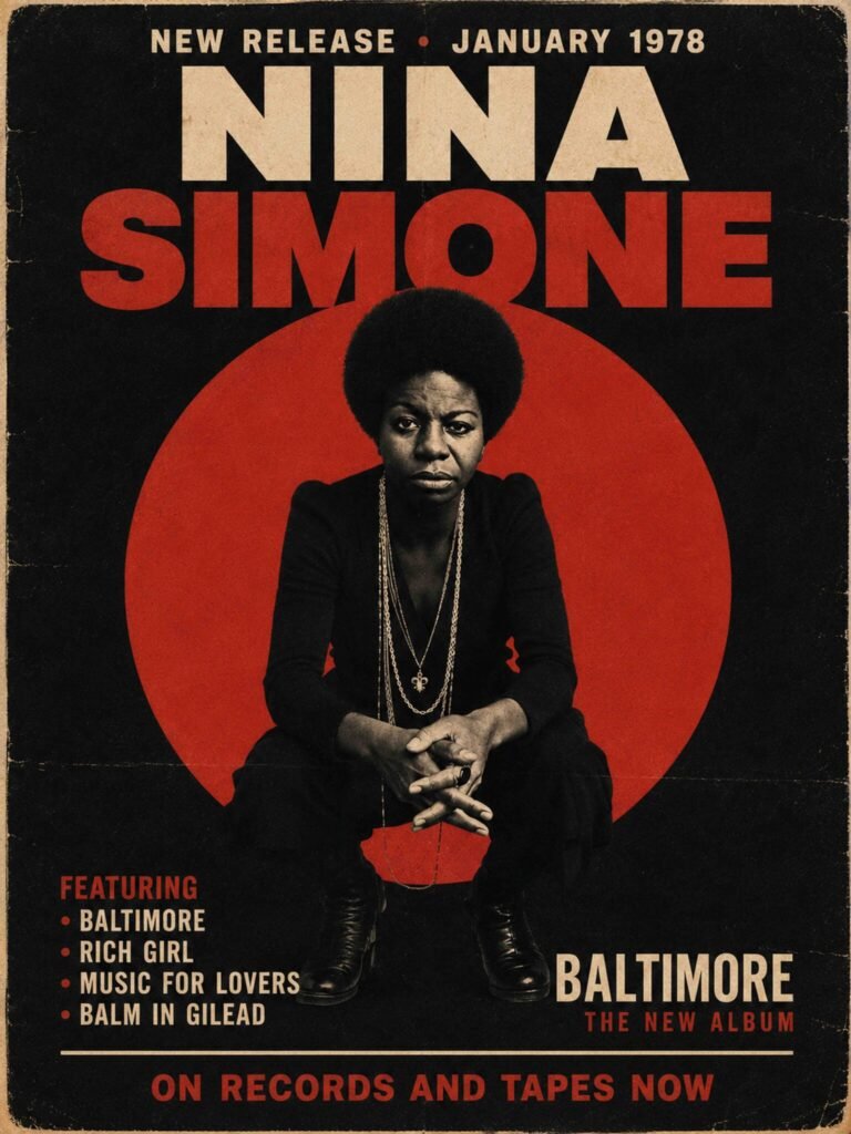 Nina Simone Baltimore 1978 Poster Vintage Soul Jazz Album Promo