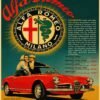 Alfa Romeo Giulietta Spider Poster Vintage Italian Sports Car Wall Art