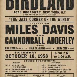 Vintage Pep's Music Lounge Philadelphia jazz concert poster featuring John Coltrane, Jimmy Smith and Lee Morgan.