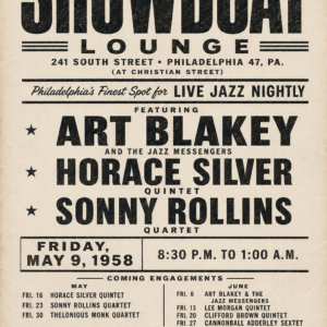 showboat jazz, art blakey, horace silver, sonny rollins, jazz poster, jazz club, hard bop, philly jazz, music room, record decor, bebop print, wall decor, jazz art,