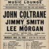 Vintage Pep's Music Lounge Philadelphia jazz concert poster featuring John Coltrane, Jimmy Smith and Lee Morgan.