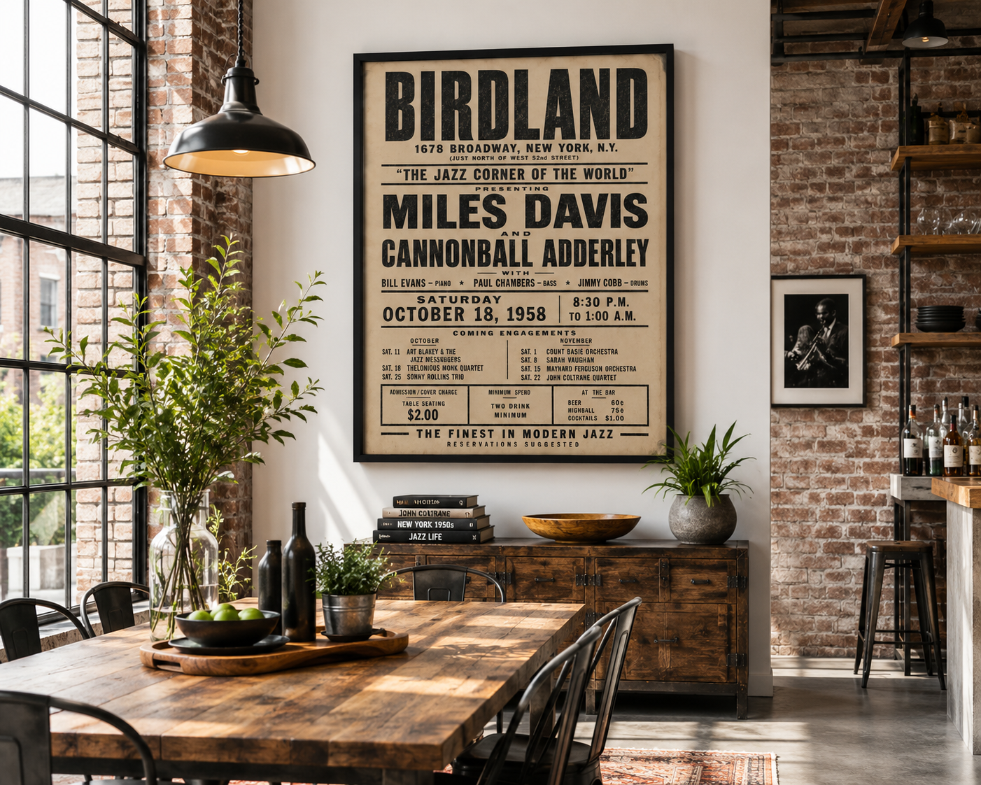 Vintage Birdland Jazz Poster Miles Davis, Bill Evans & Cannonball Adderley - Image 2