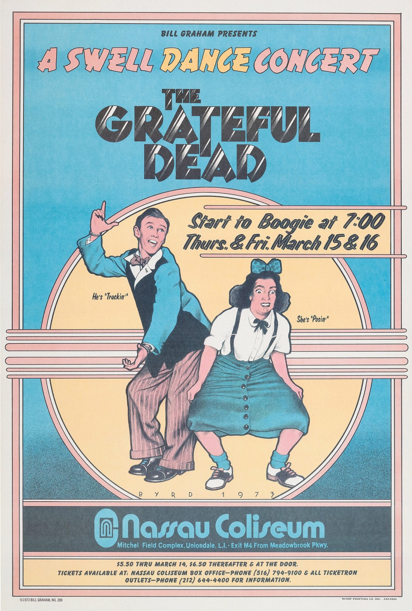 Grateful Dead Nassau Coliseum 1973 Bill Graham Concert Poster - Image 2
