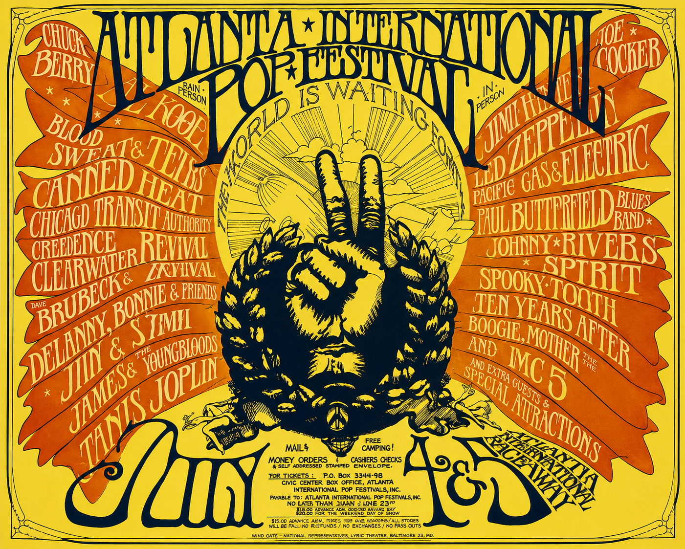 Atlanta International Pop Festival Poster 1970 | Classic Rock Festival Print