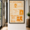 Bob Dylan 1964 Detroit concert flyer for the Masonic Scottish Rite Cathedral with orange typography, vintage photographs and Booker Bradshaw folk music advertisement.
