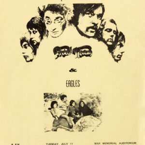 Vintage 1972 Eagles and Procol Harum concert handbill advertising their July 11 performance at War Memorial Auditorium in Rochester New York.