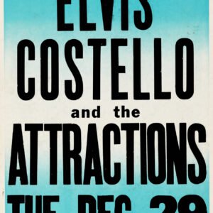 Elvis Costello and the Attractions 1981 Los Angeles concert poster with bold black typography on turquoise advertising the December 29 Sports Arena show.