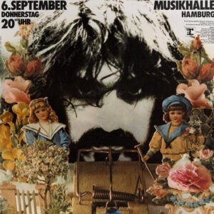 Frank Zappa and The Mothers of Invention 1973 Hamburg Germany concert poster for the Musikhalle with Nektar and surreal vintage collage artwork.