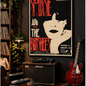 Siouxsie and the Banshees 1982 Rock-Ola Madrid concert poster with black cream and red post-punk artwork.