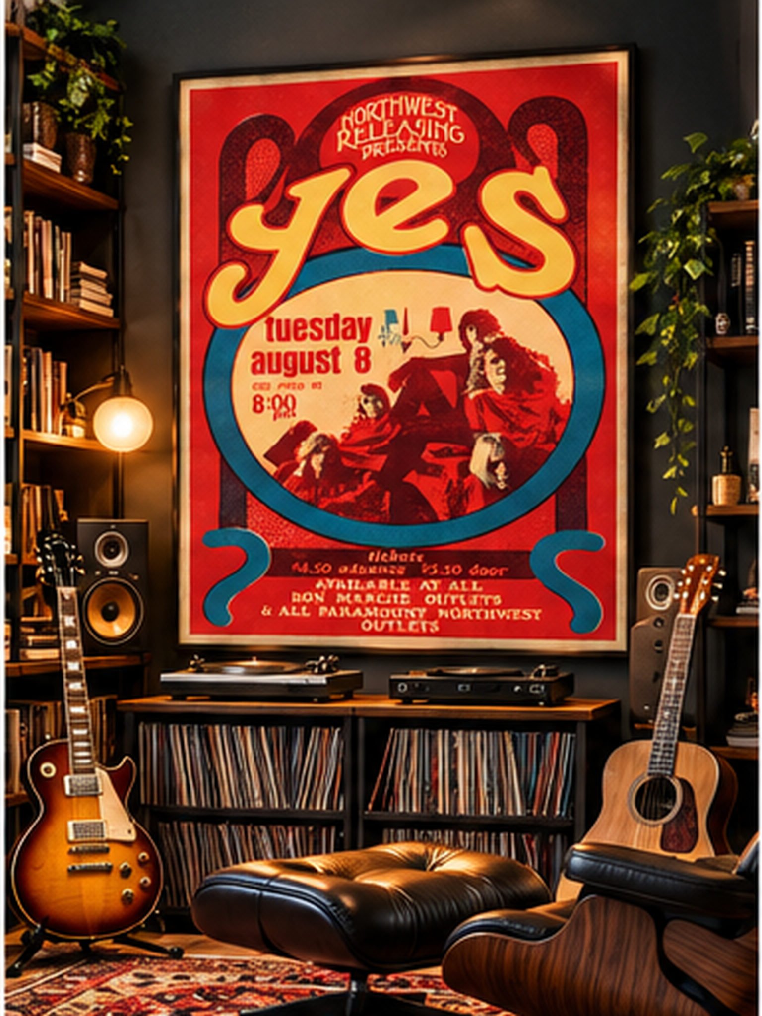 Yes Vintage Concert Poster – Northwest Releasing Psychedelic Rock Poster
