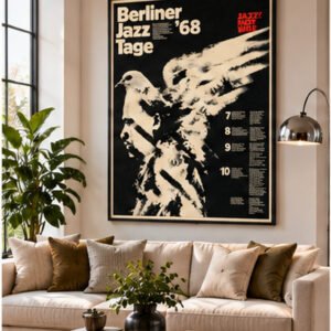Berliner Jazztage 1968 Berlin jazz festival poster with modernist black and cream musician collage and Jazz Not War slogan.