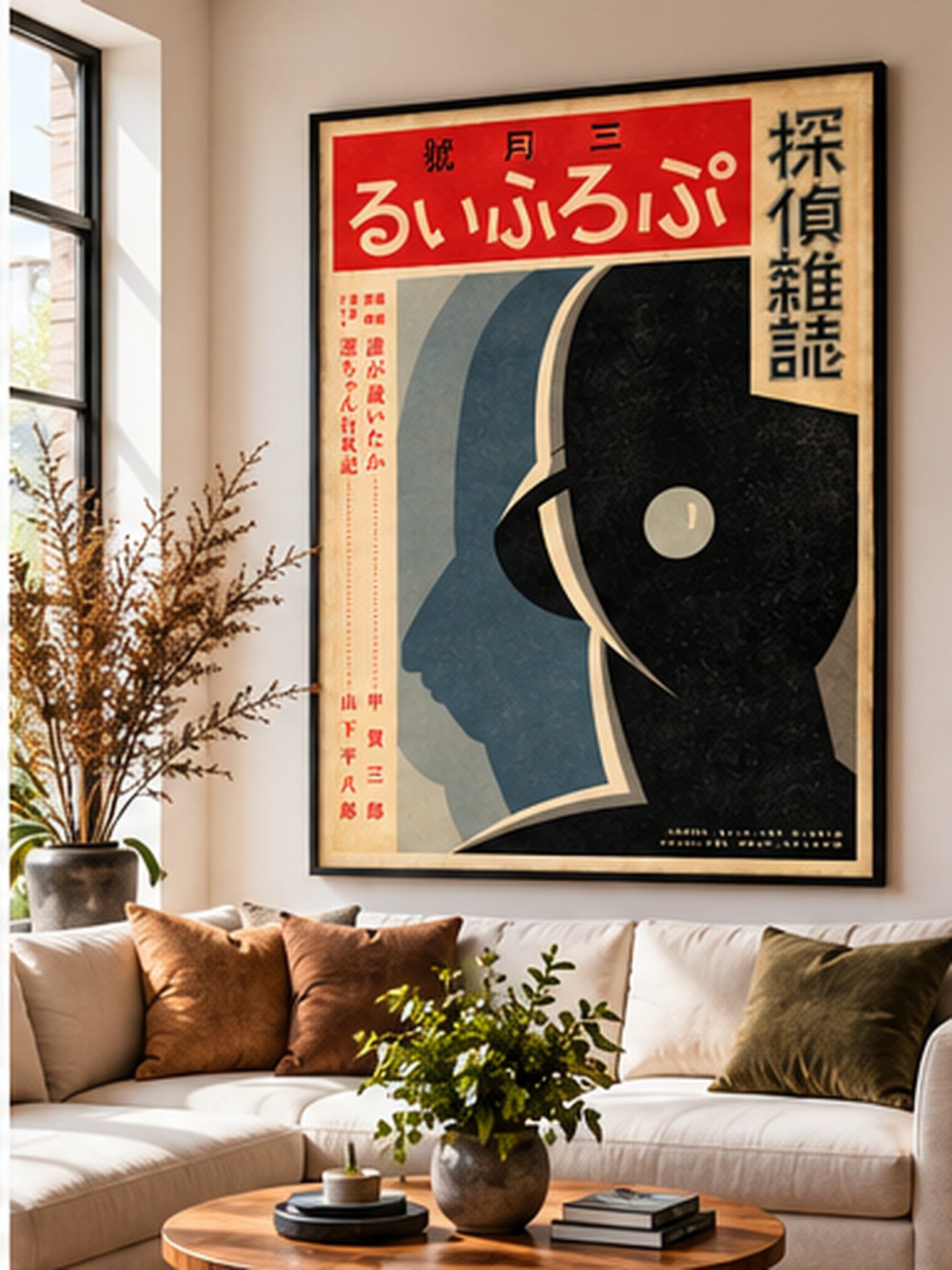 1932 Japanese Detective Magazine Cover – Vintage Art Deco Mystery Poster