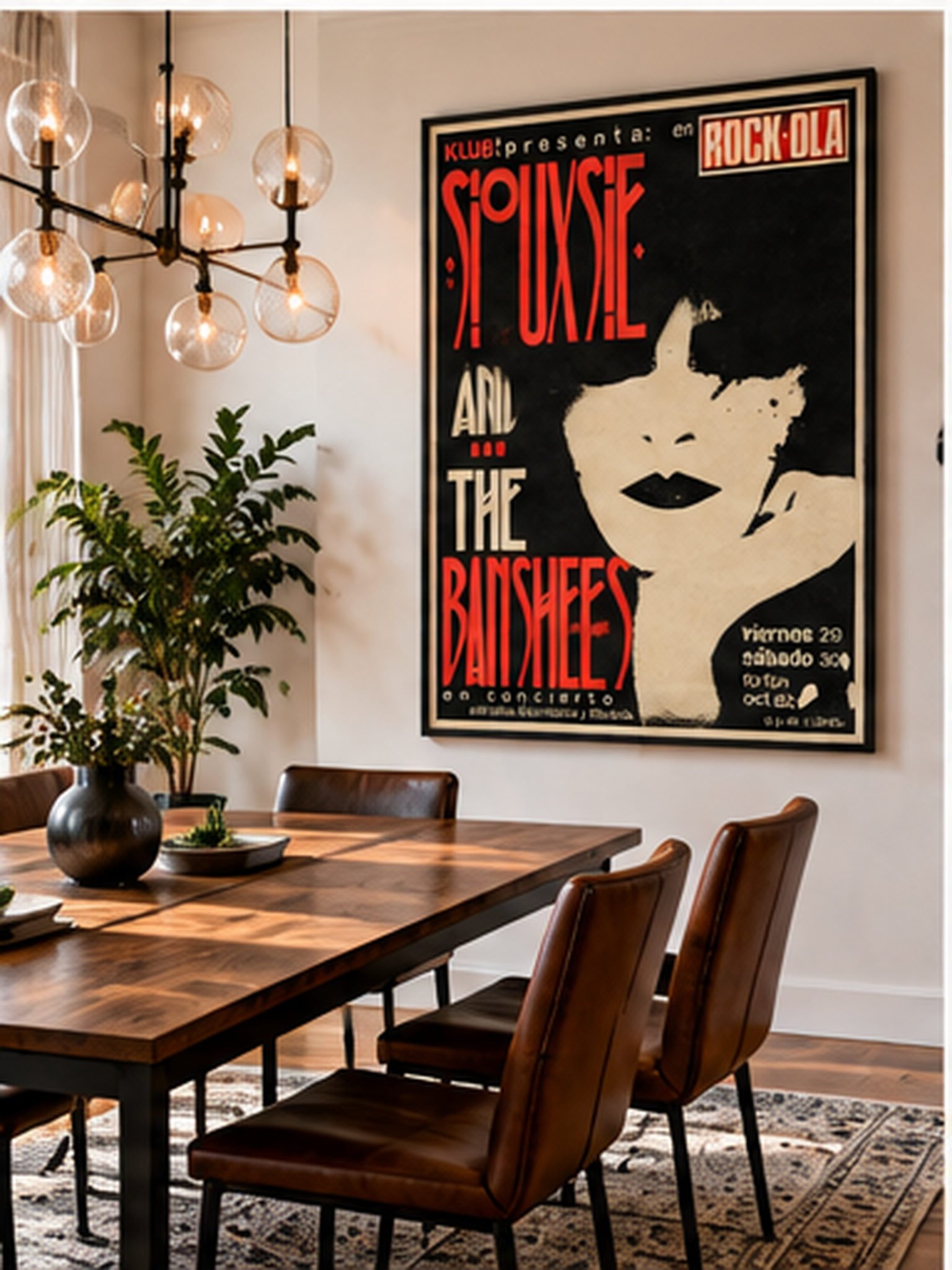 Siouxsie and the Banshees 1982 Rock-Ola Madrid concert poster with black cream and red post-punk artwork.