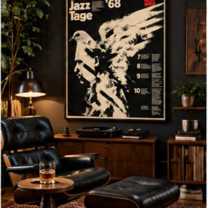 Berliner Jazztage 1968 Berlin jazz festival poster with modernist black and cream musician collage and Jazz Not War slogan.