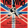 The Who 1989 Folsom Field Boulder Colorado concert poster with Union Jack background and guitarist silhouette.