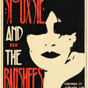 Siouxsie and the Banshees 1982 Rock-Ola Madrid concert poster with black cream and red post-punk artwork.
