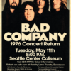 Bad Company 1976 Seattle Concert Poster – Seattle Center Coliseum