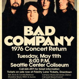 Bad Company 1976 Seattle Concert Poster – Seattle Center Coliseum