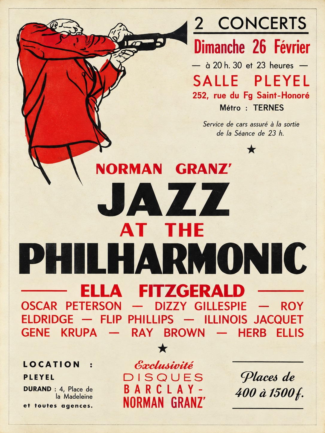 Jazz at the Philharmonic 1954 Poster – Ella Fitzgerald, Dizzy Gillespie & Oscar Peterson