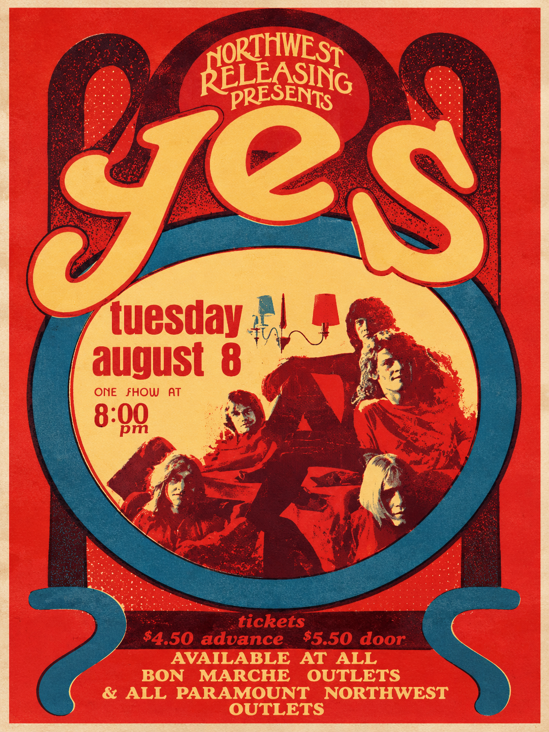 Yes Vintage Concert Poster – Northwest Releasing Psychedelic Rock Poster