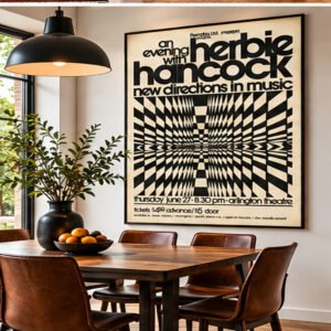 Herbie Hancock Jazz Poster – Black & White Optical Art Concert Print