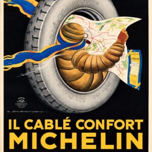 Vintage Michelin Tire Poster – Câblé Confort Italian Advertising by Marcello Dudovich