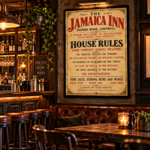 Jamaica Inn House Rules – Vintage Style Cornwall Pub Sign Poster