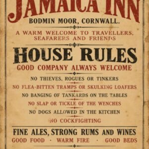 Jamaica Inn House Rules – Vintage Style Cornwall Pub Sign Poster