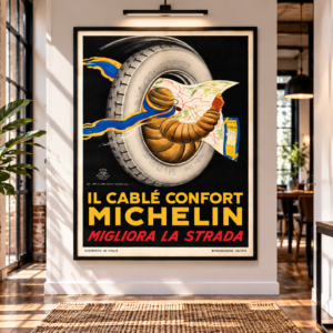 Vintage Michelin Tire Poster – Câblé Confort Italian Advertising by Marcello Dudovich