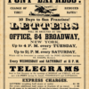 1861 Pony Express Wells Fargo advertising broadside announcing ten-day delivery to San Francisco, reduced rates and New York mail collection schedules.